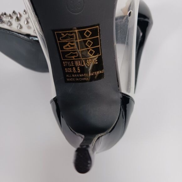 Yoki Heels Size 8.5 Black Transparent Stud Accent Stiletto - Picture 8 of 8